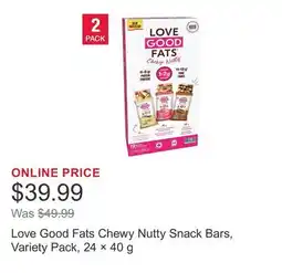 Costco Love Good Fats Chewy Nutty Snack Bars, Variety Pack, 24 × offer