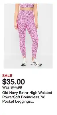 Old Navy Old Navy Extra-High Waisted PowerSoft Boundless 7/8 Pocket Leggings – No Front Seam offer