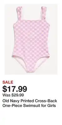 Old Navy Old Navy Printed Cross-Back One-Piece Swimsuit for Girls offer