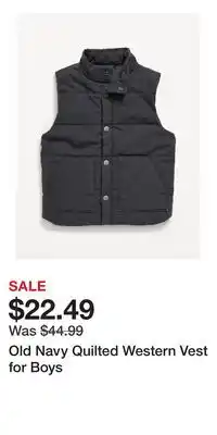 Old Navy Old Navy Quilted Western Vest for Boys offer