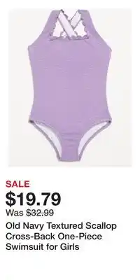 Old Navy Old Navy Textured Scallop Cross-Back One-Piece Swimsuit for Girls offer
