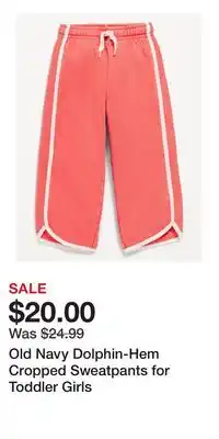 Old Navy Old Navy Dolphin-Hem Cropped Sweatpants for Toddler Girls offer