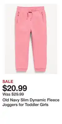 Old Navy Old Navy Slim Dynamic Fleece Joggers for Toddler Girls offer