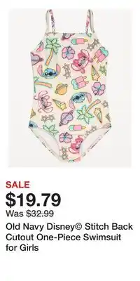 Old Navy Old Navy Disney Stitch Back Cutout One-Piece Swimsuit for Girls offer
