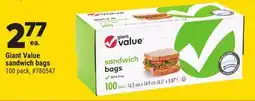 Giant Tiger Giant Value sandwich bags offer