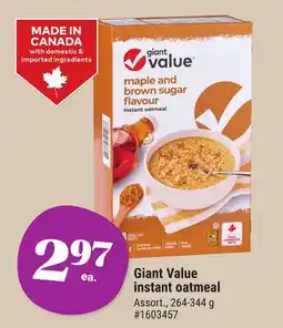 Giant Tiger Giant Value instant oatmeal offer