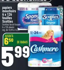 Marché Adonis PAPIERS MOUCHOIRS 6 X 126 FEUILLES SCOTTIES | SCOTTIES FACIAL TISSUES 6 X 126 SHEETS offer