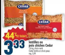 Marché Adonis LENTILLES OU POIS CHICHES CEDAR | CEDAR LENTILS OR CHICK PEAS offer