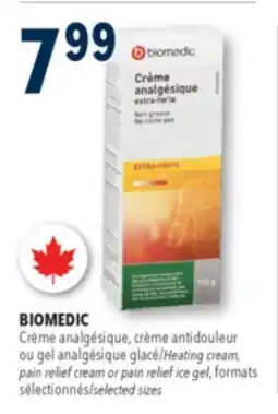 Familiprix BIOMEDIC Heating cream, pain relief cream or pain relief ice gel, selected sizes offer
