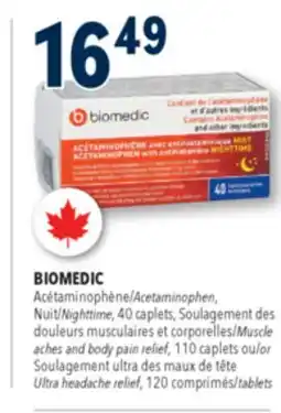 Familiprix Biomedic nighttime acetaminophen caplets with antihistamine for adults 40un offer