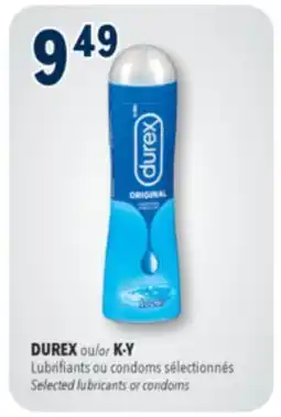 Familiprix DUREX or K-Y, Selected lubricants or condoms offer