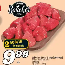 Marché Richelieu CUBES DE BOEUF À RAGOÛT DÉSOSSÉ | BONELESS STEWING BEEF CUBES offer