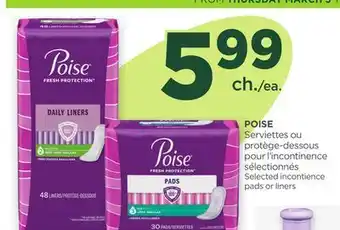 Proxim POISE Selected incontience pads or liners offer