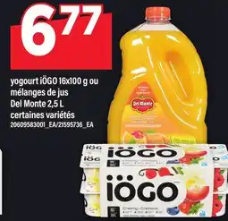 Maxi YOGOURT IÖGO 16X100 G OU MÉLANGES DE JUS DEL MONTE, 2,5 L offer