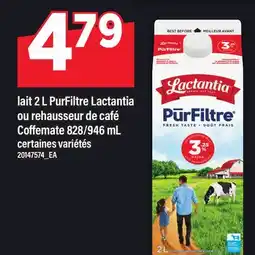Maxi LAIT, 2 L PURFILTRE LACTANTIA OU REHAUSSEUR DE CAFÉ COFFEMATE, 828/946 ML offer