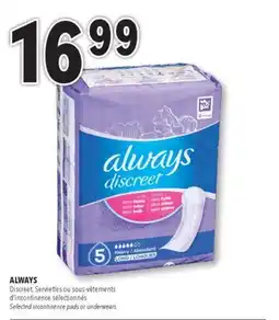 Familiprix ALWAYS Discreet Selected incontinence pads or underwears offer