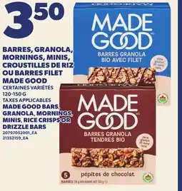 Provigo MADE GOOD BARS, GRANOLA, MORNINGS, MINIS, RICE CRISPS OR DRIZZLE BARS offer