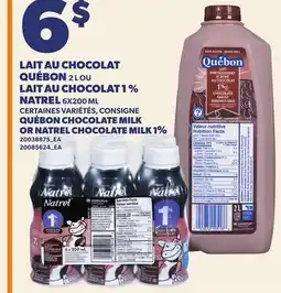 Provigo QUÉBON CHOCOLATE MILK, 2 L OR NATREL CHOCOLATE MILK 1% offer