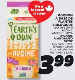IGA EARTH'S OWN ORGANIC PLANT-BASED DRINK offer