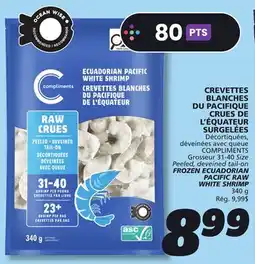 IGA COMPLIMENTS FROZEN ECUADORIAN PACIFIC RAW WHITE SHRIMP offer
