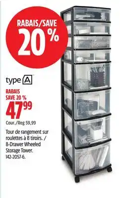Canadian Tire type A 8-Drawer Wheeled Storage Tower offer
