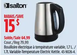 Canadian Tire SALTON 1.7L Variable-Temperature Electric Kettle offer