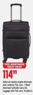 Canadian Tire Black Alternate Softside Carry-On Luggage with TSA Lock offer