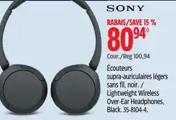Canadian Tire Sony Lightweight Wireless Over-Ear Headphones offer