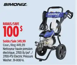 Canadian Tire Simoniz 2700-PSI Electric Pressure Washer offer