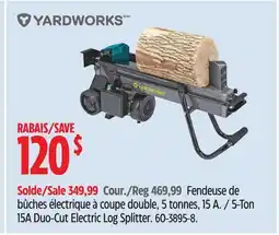 Canadian Tire Yardworks 5-Ton 15A Duo-Cut Electric Log Splitter offer