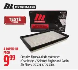 Canadian Tire MOTOMASTER Selected Engine and Cabin Air Filters offer