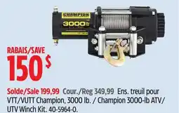 Canadian Tire Champion 3000-lb ATV/ UTV Winch Kit offer