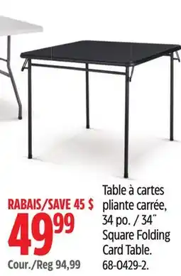 Canadian Tire For Living 34 Square Folding Card Table offer