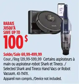 Canadian Tire Selected Shark and Tineco Hand Vacs or Robot Vacuum offer