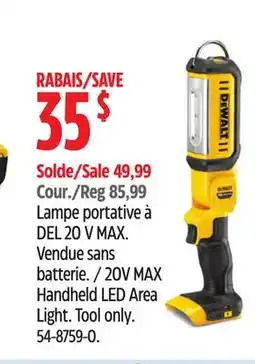 Canadian Tire DEWALT 20V MAX Handheld LED Area Light offer