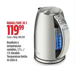 Canadian Tire 1.7L Variable- Temperature Kettle offer