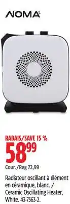 Canadian Tire Ceramic Oscillating Heater, White offer