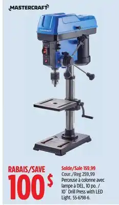 Canadian Tire Mastercraft 10˝ Drill Press with LED Light offer