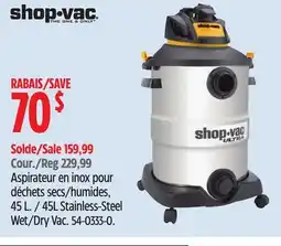 Canadian Tire 45L Stainless-Steel Wet/Dry Vac offer