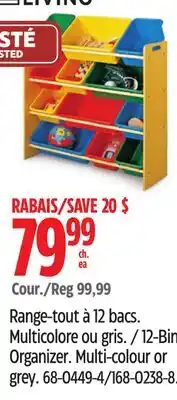 Canadian Tire For Living 12-Bin Organizer. Multi-colour or grey offer