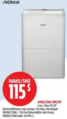 Canadian Tire NOMA 50-Pint Dehumidifier with Pump. ENERGY STAR rated offer