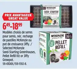 Canadian Tire Selected McKenzie Seed-Starting Greenhouses, Pellet Refill Kit or Jiffy Growpot offer