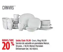Canadian Tire 34-Pc Mercer Porcelain Dinnerware Set offer