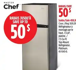 Canadian Tire Master Chef 7.5 Cu-Ft Top-Mount Refrigerator, Platinum offer