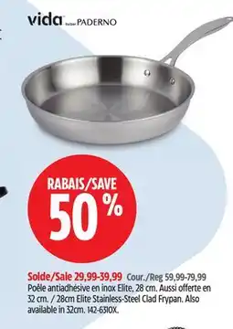 Canadian Tire 28cm Elite Stainless-Steel Clad Frypan offer