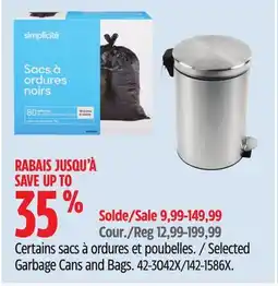 Canadian Tire type A Selected Garbage Cans and Bags offer
