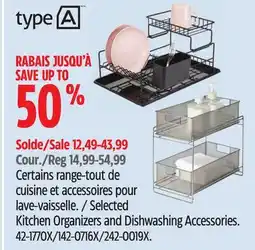 Canadian Tire type A Kitchen Organizers and Dishwashing Accessories offer