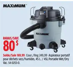 Canadian Tire 45L Portable Wet/Dry Vac offer