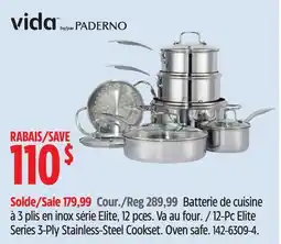 Canadian Tire 12-Pc Elite Series 3-Ply Stainless-Steel Cookset offer