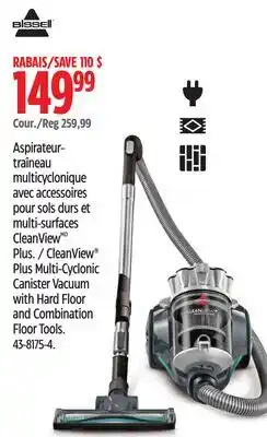 Canadian Tire CleanView Plus Multi-Cyclonic Canister Vacuum with Hard Floor and Combination Floor Tools offer